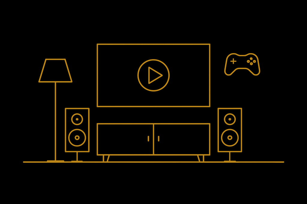 an illustration of a home using video equipment